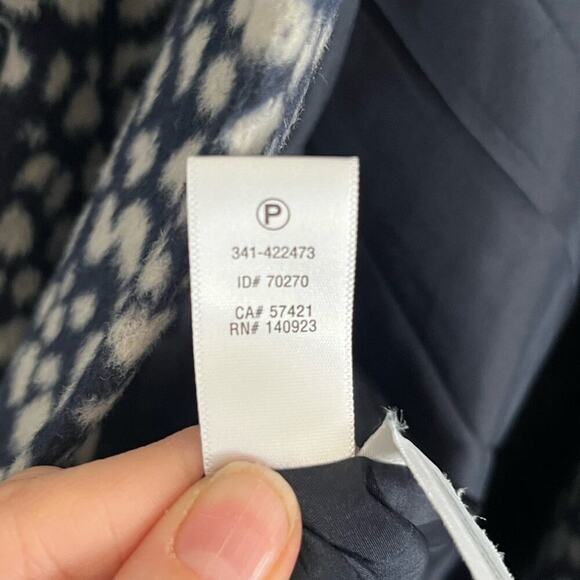 Loft Wool Blend Car Coat Long Jacket Blue White Spotted Small - Picture 6 of 8